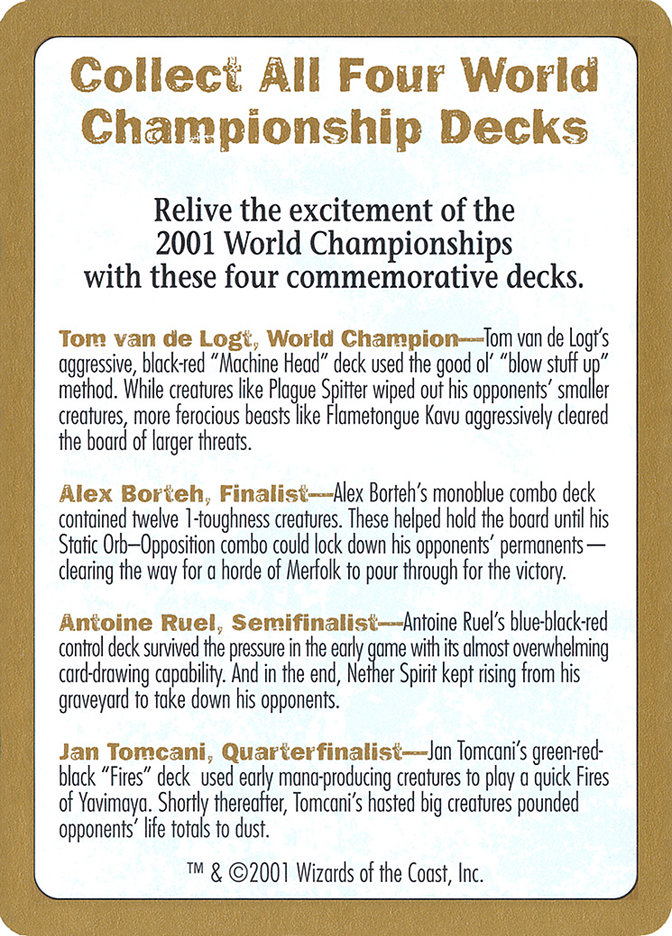 2001 World Championships Ad - World Championship Decks 2001