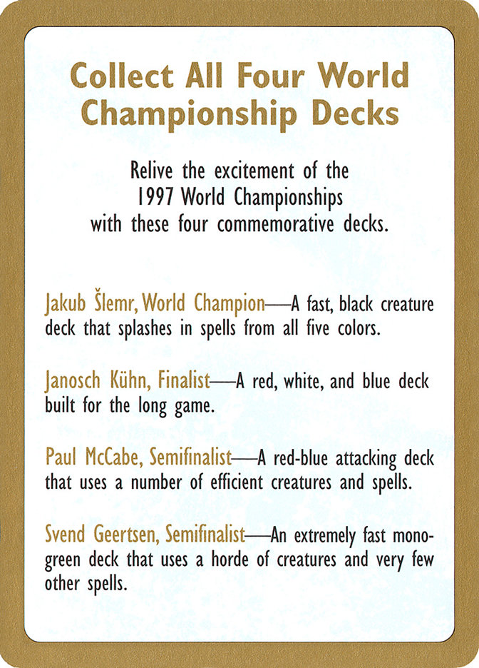 1997 World Championships Ad - World Championship Decks 1997