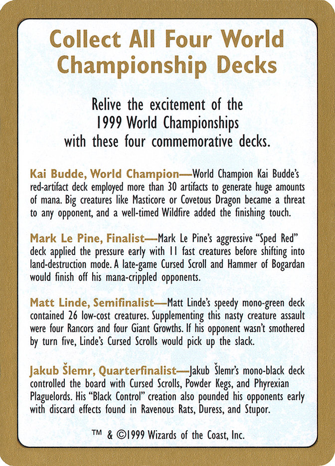 1999 World Championships Ad - World Championship Decks 1999
