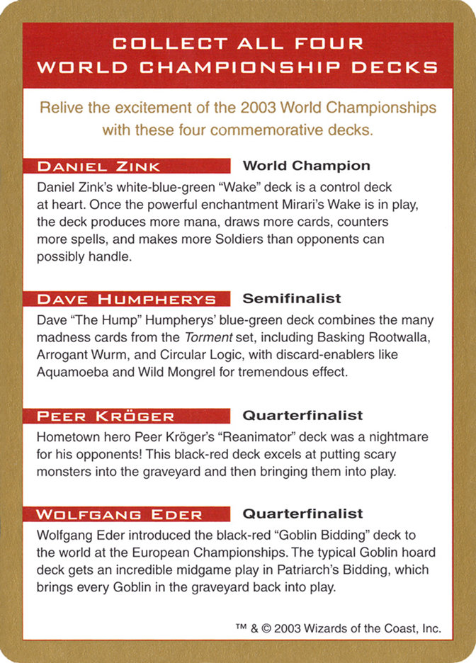 2003 World Championships Ad - World Championship Decks 2003