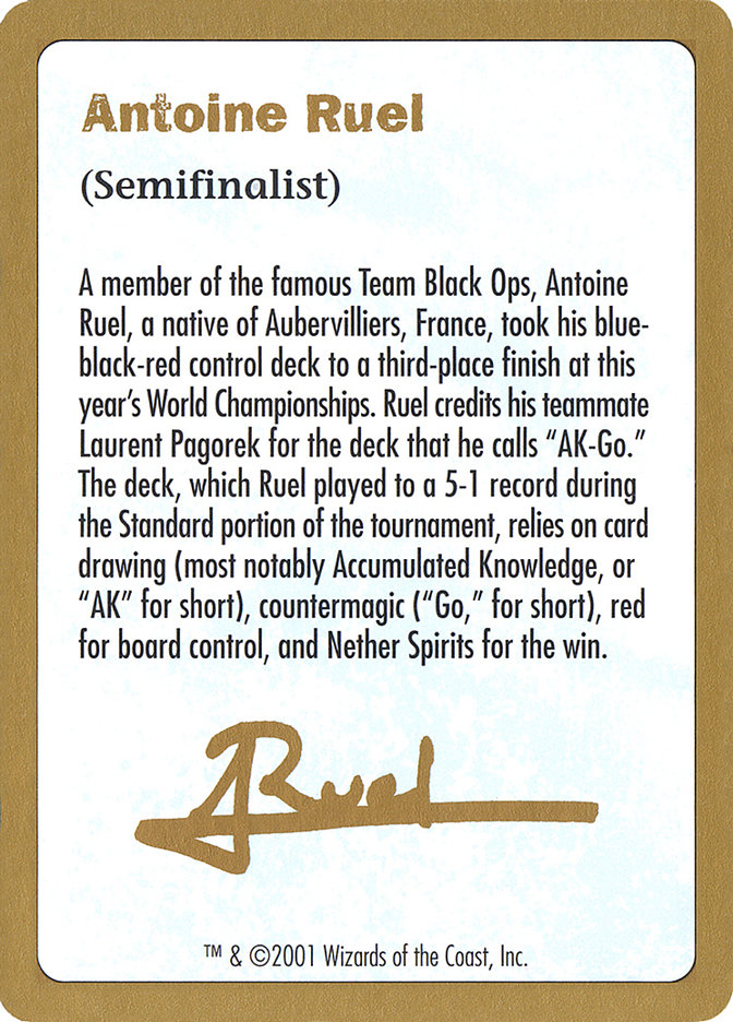 Antoine Ruel Bio - World Championship Decks 2001
